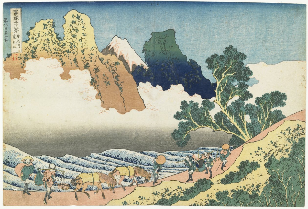 Minobu-Fluss und Berg Fuji von hinten gesehen, 1831-1834 von Katsushika Hokusai