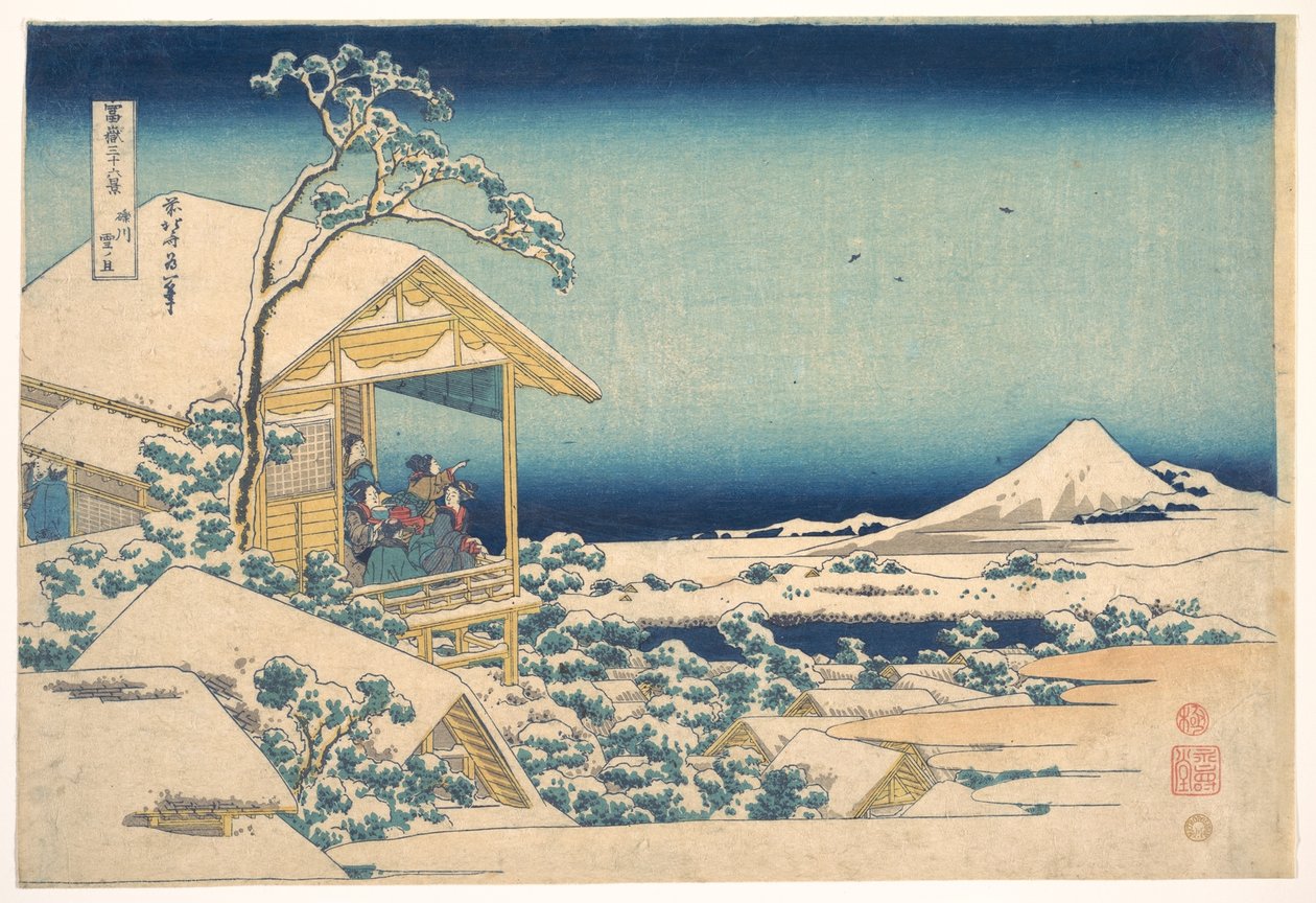 Morgen nach dem Schnee in Koishikawa in Edo, aus der Serie Sechsunddreißig Ansichten des Berges Fuji von Katsushika Hokusai