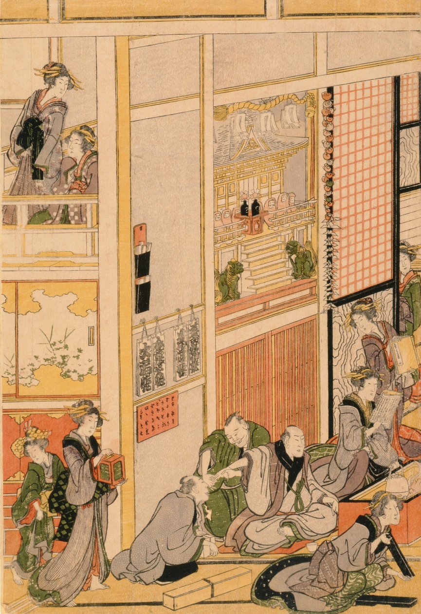 Neujahrstag im Teahouse Ogi-ya, ca. 1810 von Katsushika Hokusai