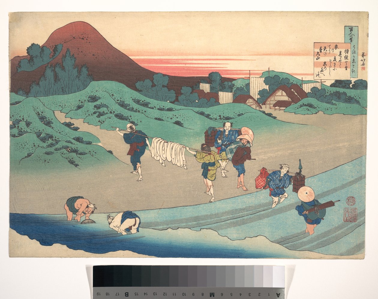 Gedicht von Kaiserin Jitō, aus der Serie Hundert Gedichte erklärt von der Amme von Katsushika Hokusai