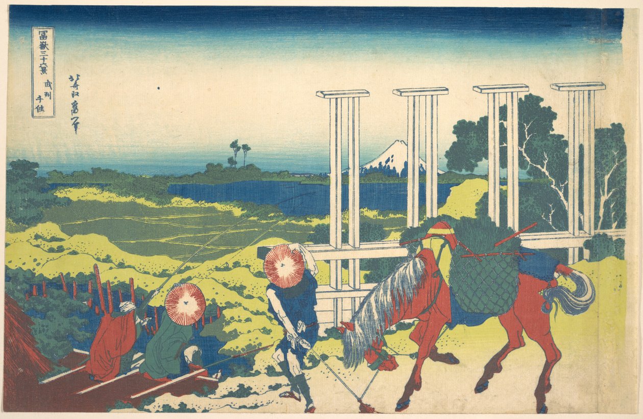 Senju in der Provinz Musashi, aus der Serie Sechsunddreißig Ansichten des Berges Fuji von Katsushika Hokusai