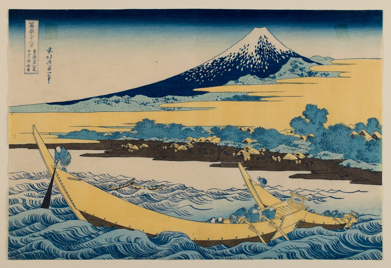 Skizze der Tago-Bucht in der Nähe von Ejiri auf der Tōkaidō, aus der Serie „36 Ansichten des Berges Fuji“ von Katsushika Hokusai