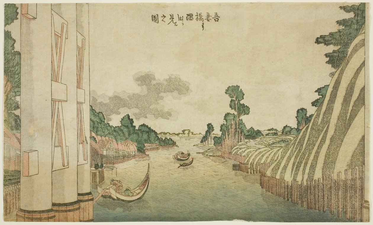 Sumida-Fluss gesehen von der Azuma-Brücke, aus einer Gruppe westlicher Landschaften von Katsushika Hokusai