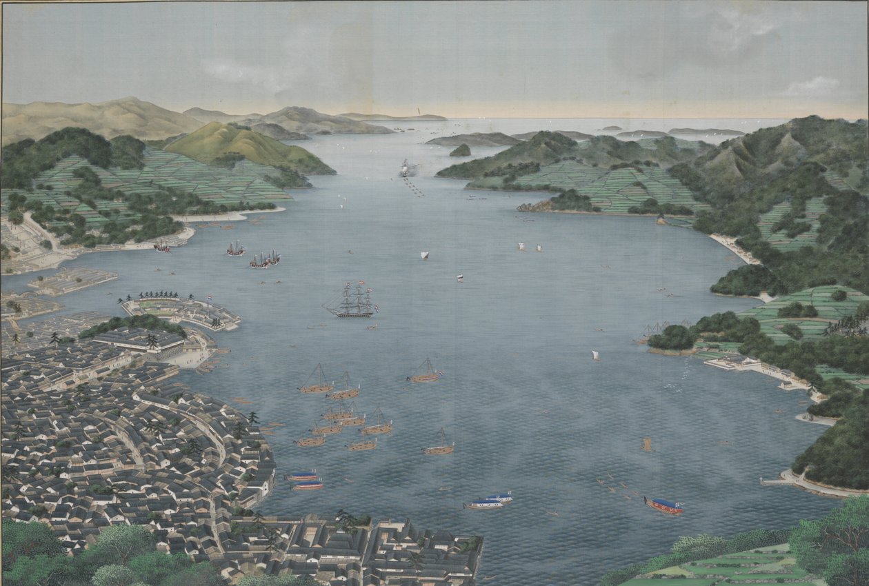 Hafen von Nagasaki, ca. 1800-50 (Seidenmalerei) von Kawahara Keiga