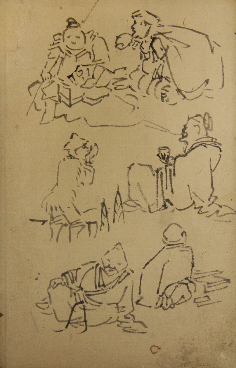 Skizzen von ostasiatischen legendären Figuren, spätes 19. Jahrhundert von Kawanabe Kyosai