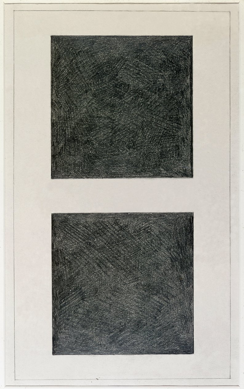 Suprematistisches Element: zwei Quadrate (Öl auf Leinwand, 20. Jahrhundert) von Kazimir Severinovich Malevich