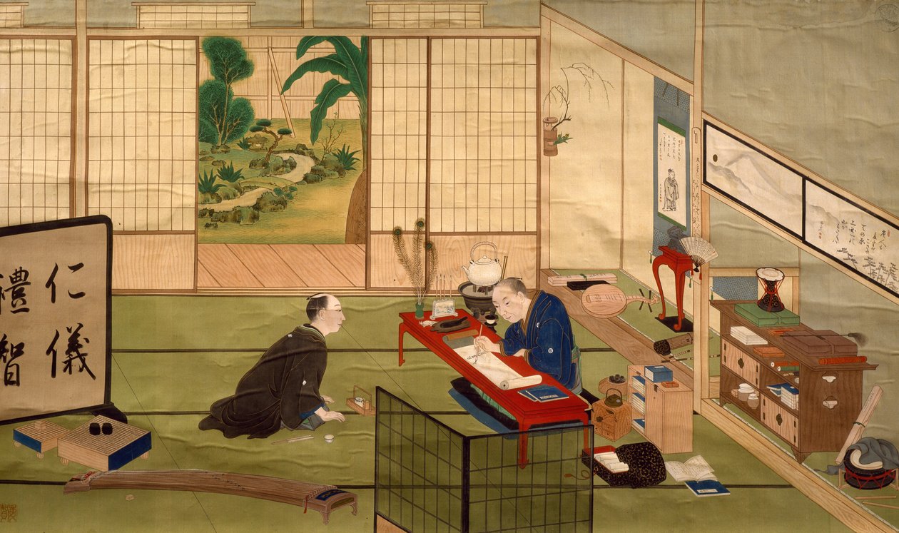 Studie eines Kalligraphen, von Kawahara Keiga, Aquarell, Japan, japanische Zivilisation, Anfang des 19. Jahrhunderts von Keiga Kawahara
