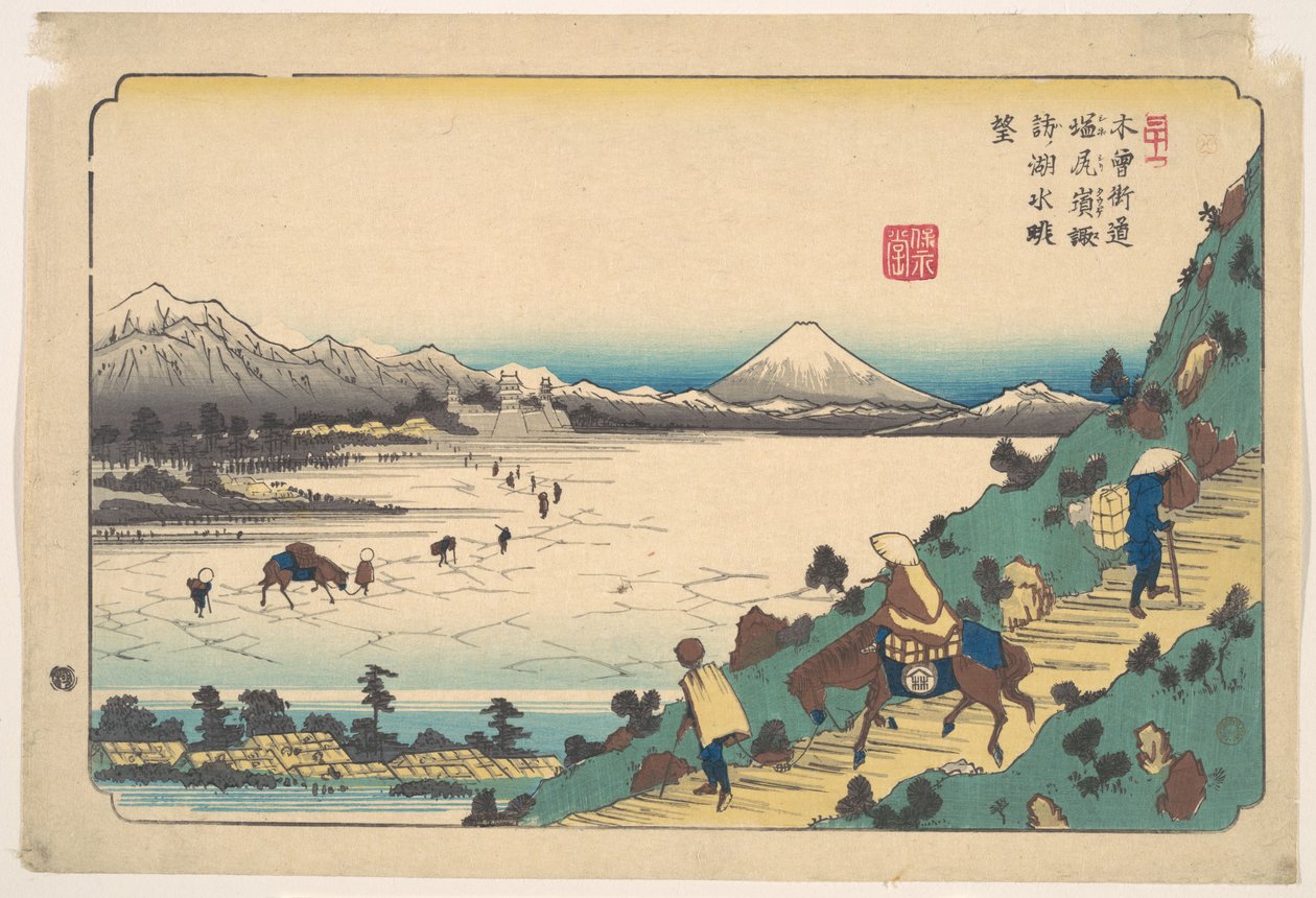 Der Suwa-See vom Shiojiri-Pass von Keisai Eisen