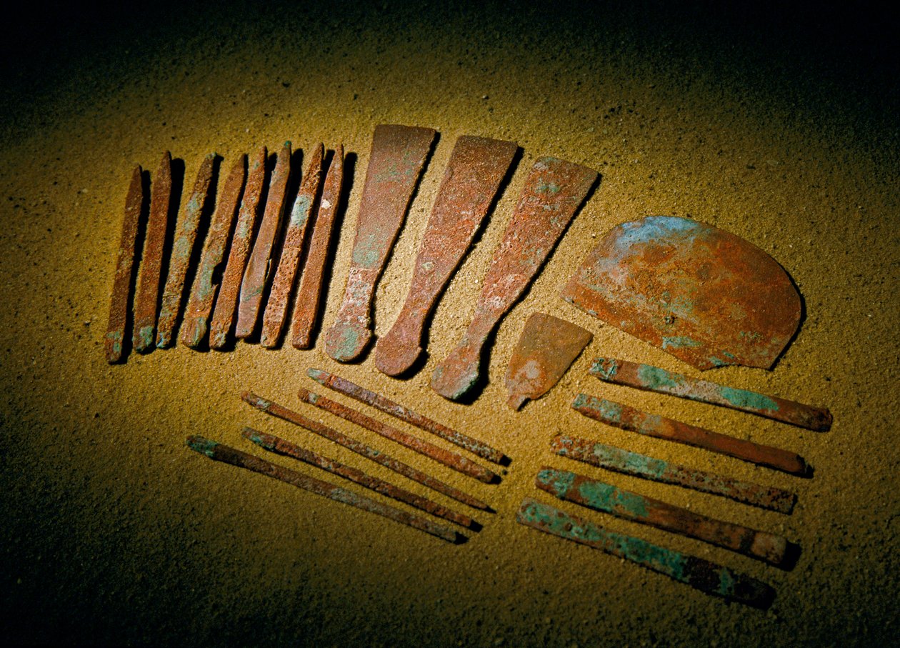 Ägypten; Archäologie; Altes Reich; Saqqara, Grab des Qar, Qar, Arzt, Kupfer, Werkzeuge,... von Kenneth Garrett