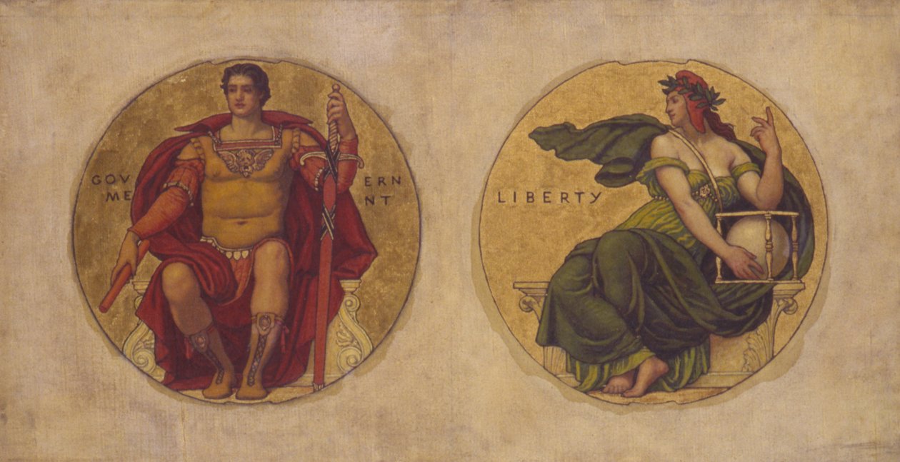 Studie für Mosaik im Wisconsin State Capitol "Regierung und Freiheit" von Kenyon Cox