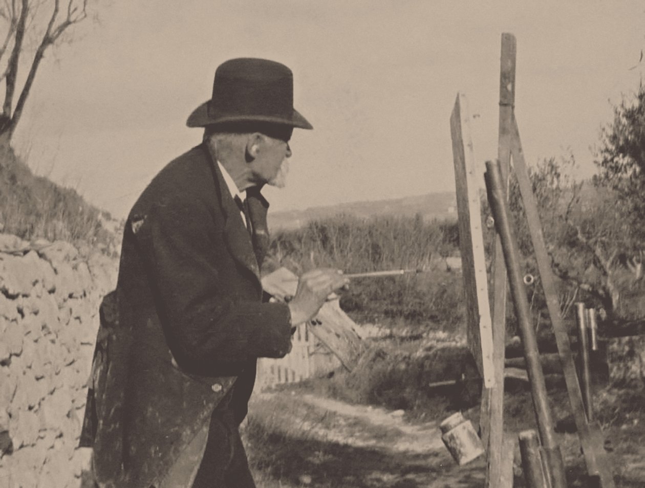 Paul Cézanne malt in Les Lauves, 1906 von Ker Xavier Roussel