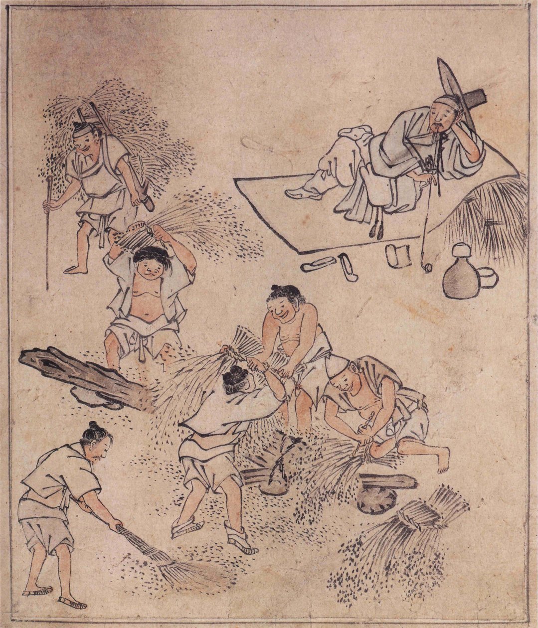 Reis dreschen von Kim Hong-Do