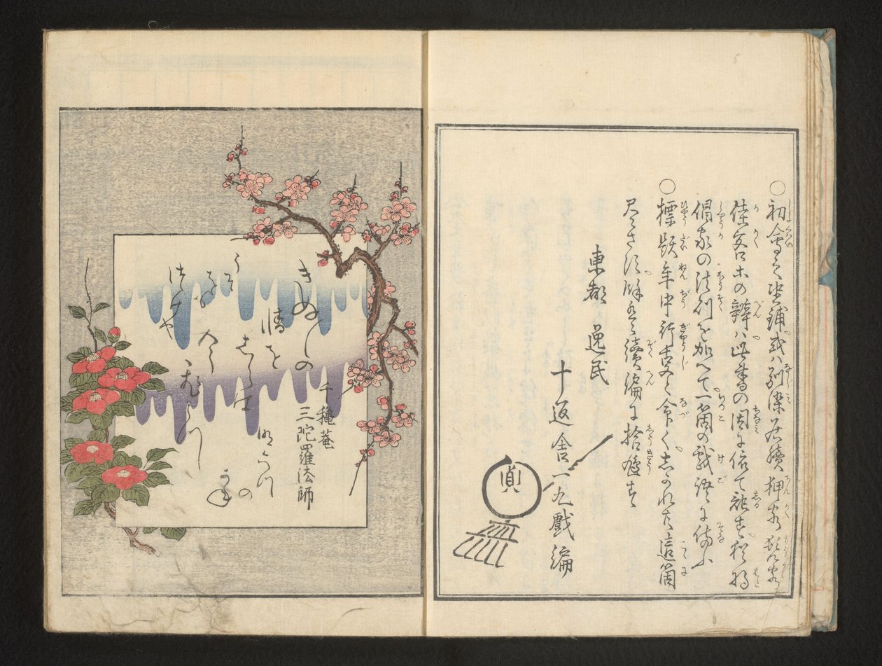 Gedicht mit Frühlingsblumen von Kitagawa Utamaro