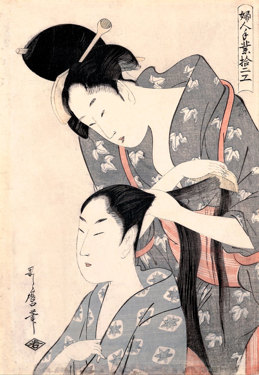 Die Friseurin von Kitagawa Utamaro: hochwertiger Kunstdruck