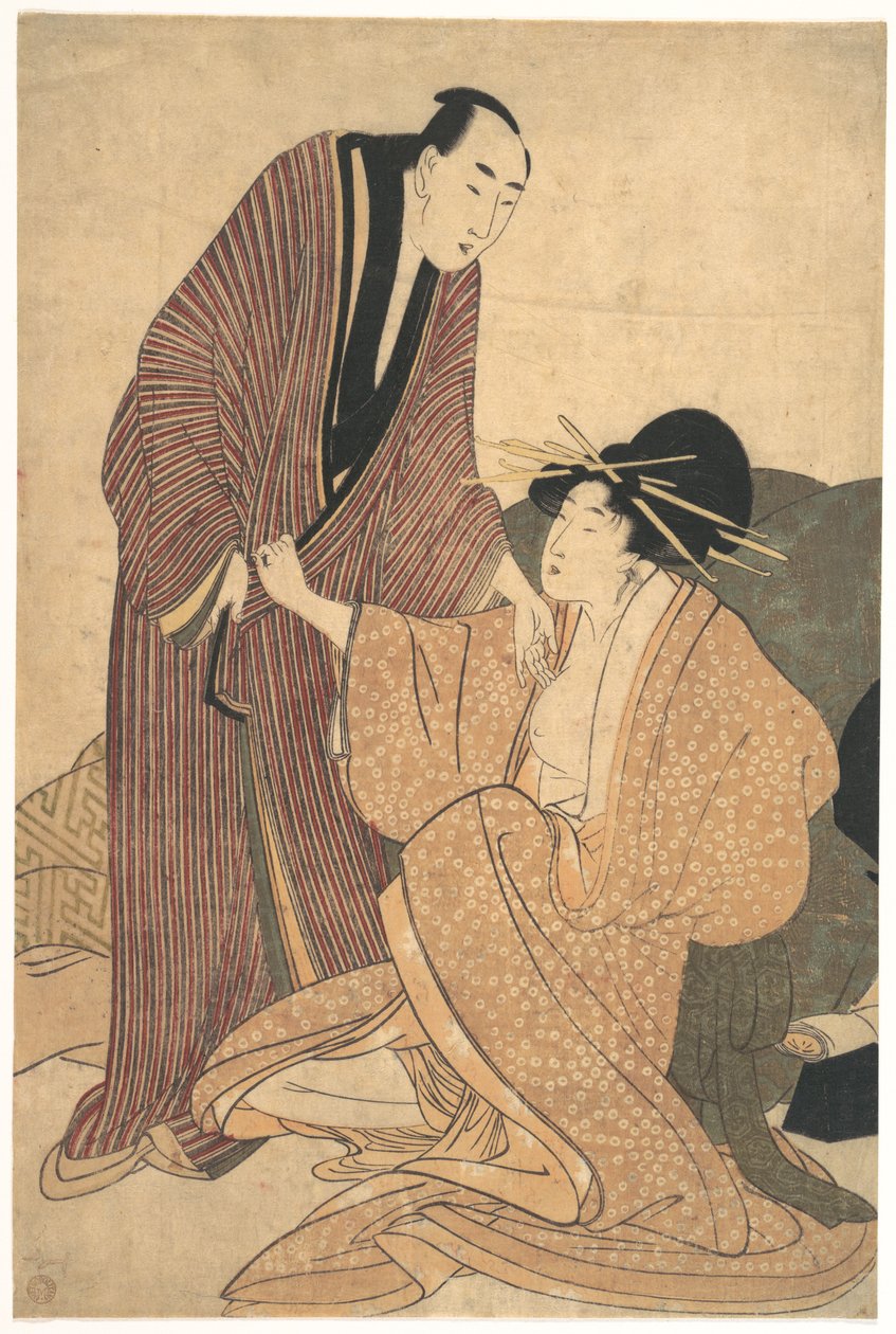 Trennung der Liebenden: Kurtisane und ihr Liebhaber von Kitagawa Utamaro