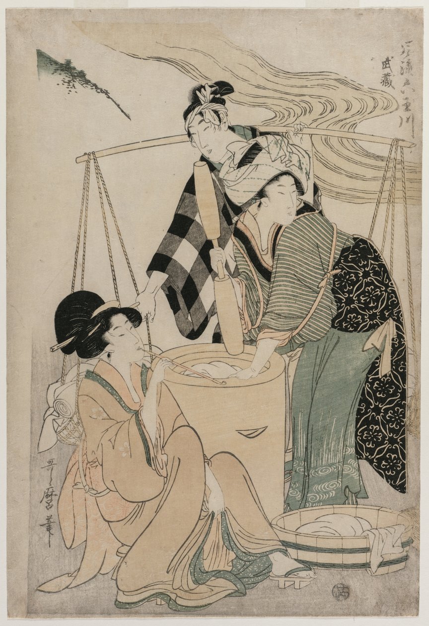 Provinz Settsu aus der Serie Modische sechs Juwelenflüsse (Furyu Mu Tamagawa) von Kitagawa Utamaro