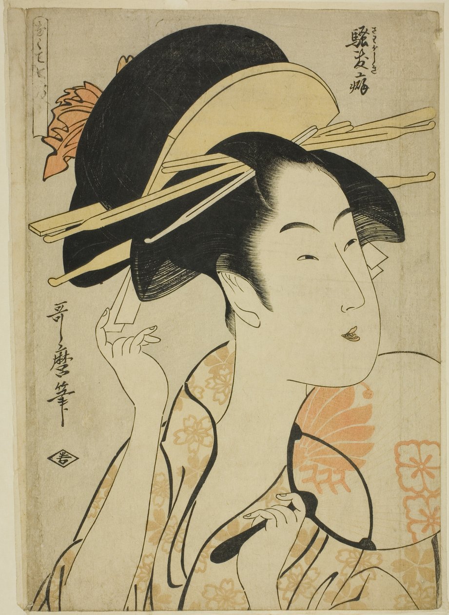 Die Gewohnheit der Lärmigkeit (Sawagashiki kuse), aus der Serie "Sieben schlechte Gewohnheiten (Nakute nana kuse)" von Kitagawa Utamaro