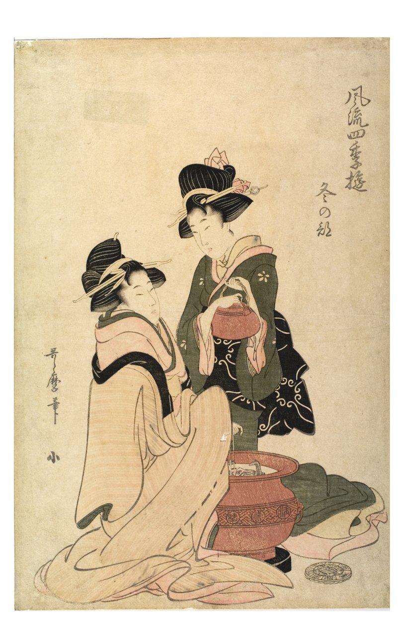 Winter aus der Serie Elegante Freuden der vier Jahreszeiten, ca. 1758-1806 (Holzschnitt auf Papier) von Kitagawa Utamaro