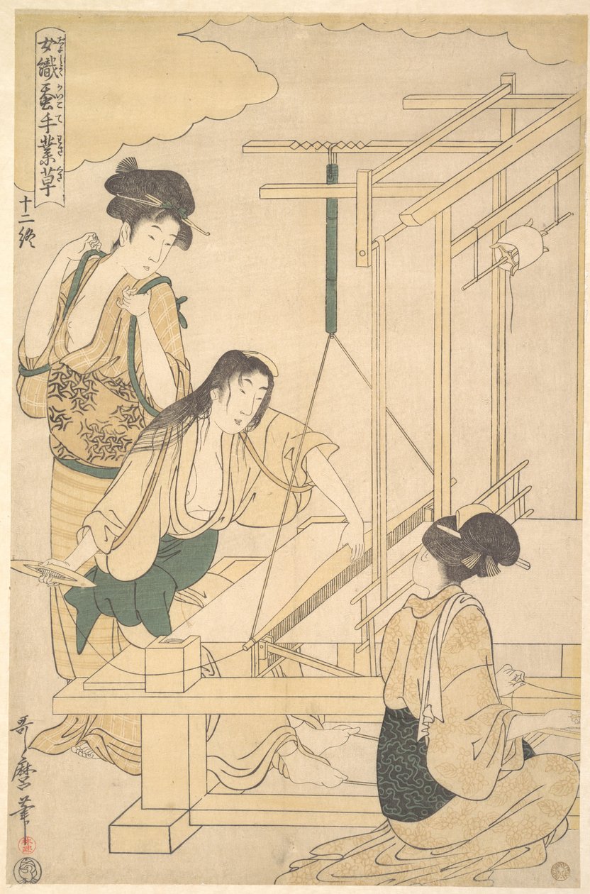Frauen beim Seidenweben von Kitagawa Utamaro