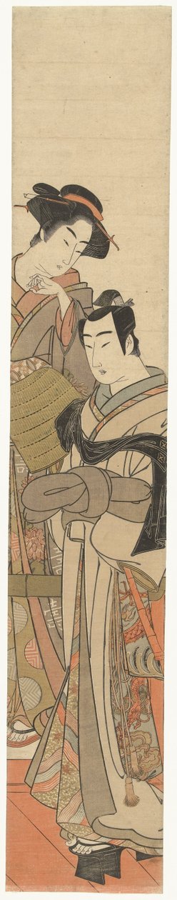 Eine Frau mit einem jungen Mann verkleidet von Kitao Masanobu (attributed to)