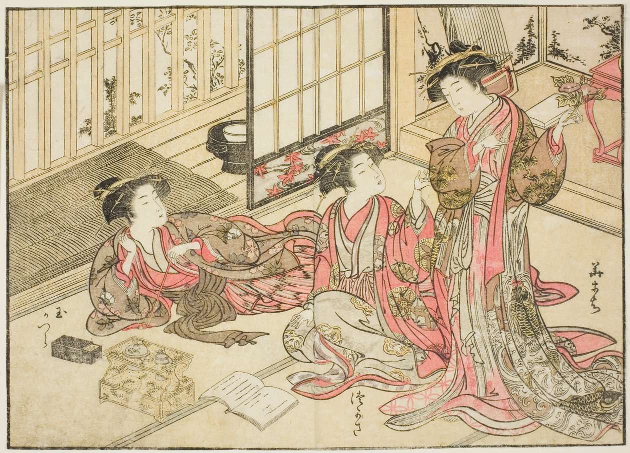 Kurtisanen von Kado Daikokuya, aus dem Buch „Spiegel der schönen Frauen der Vergnügungsviertel (Seiro bijin awase sugata kagami),“ Bd. 2 von Kitao Shigemasa