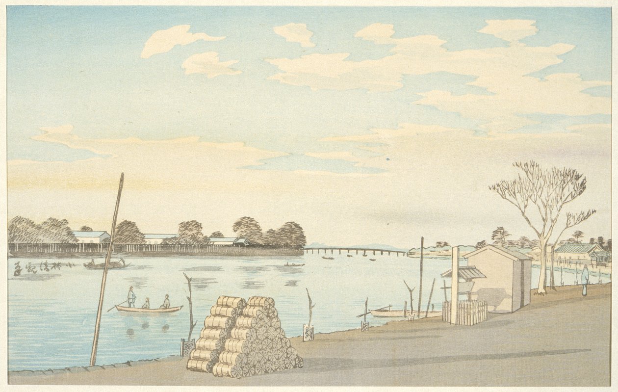 Fähre mit Fuji-Blick, der Fluss Ōkawa von Kobayashi Kiyochika