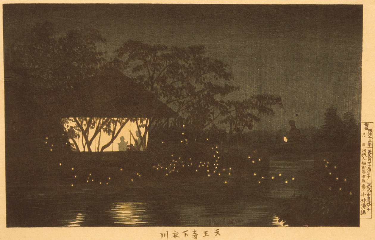 Der Fluss Koromo unterhalb des Tennōji-Tempels von Kobayashi Kiyochika