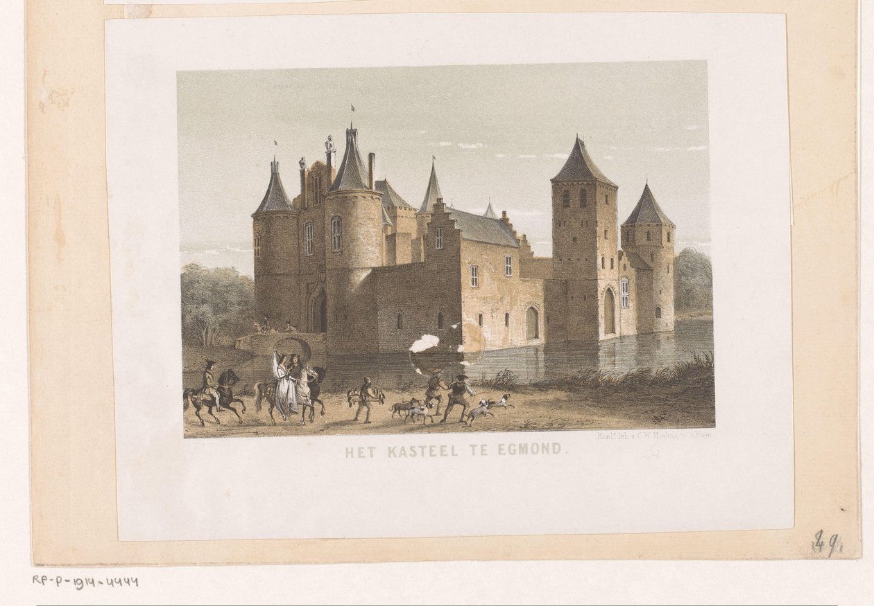 Ansicht von Schloss Egmond von Koninklijke Nederlandse Steendrukkerij van C.W. Mieling