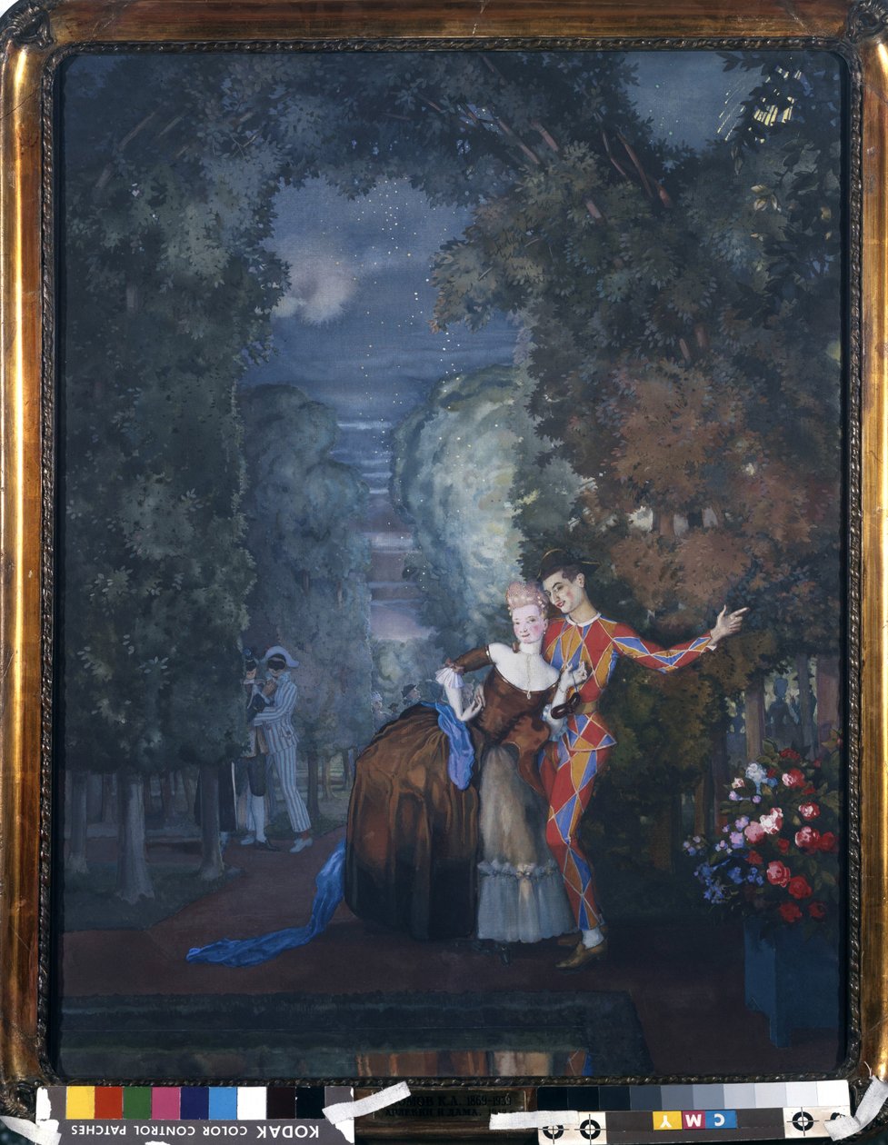 Harlekin und eine Dame, 1912 von Konstantin Andreevic Somov