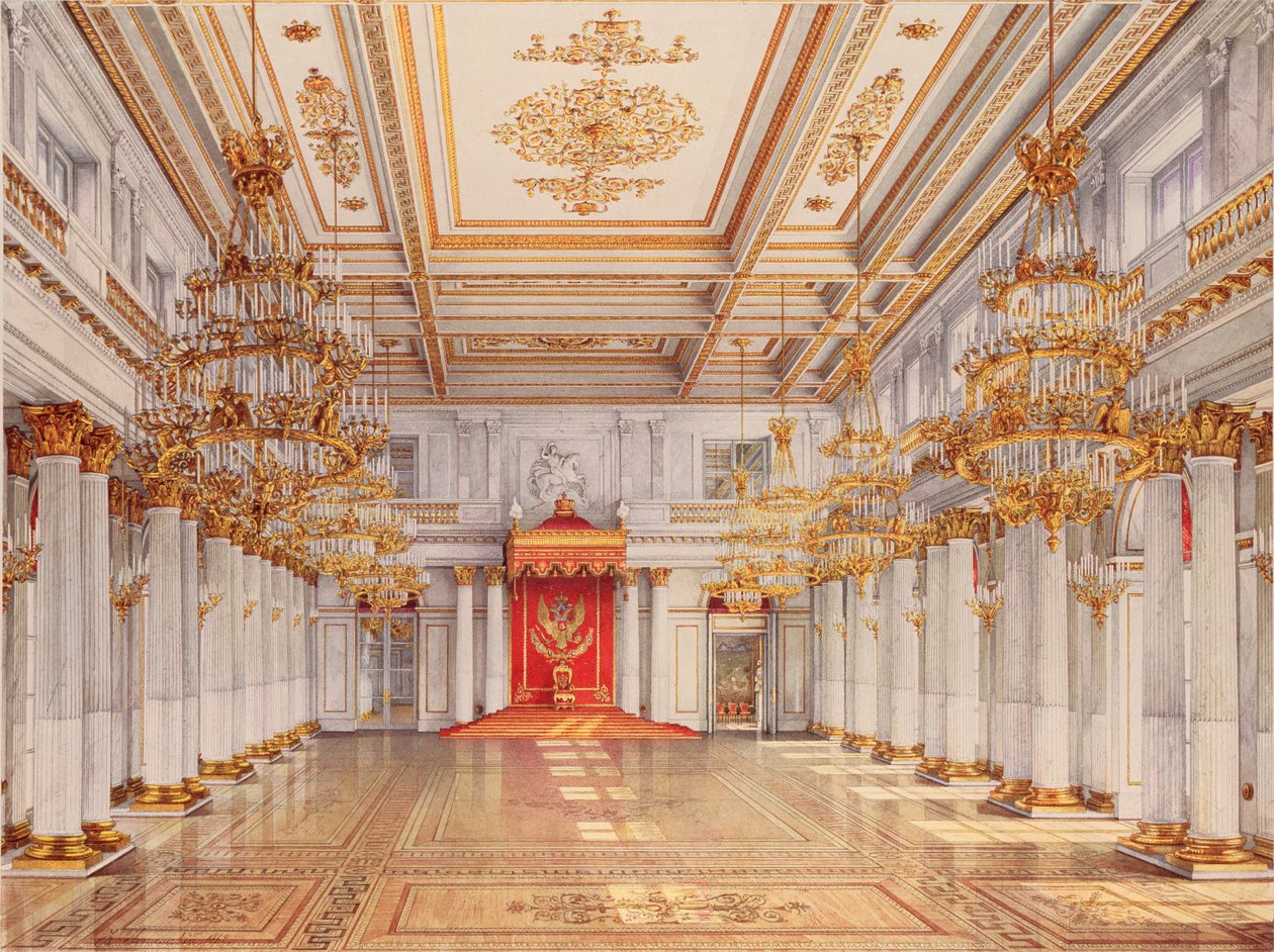 Die Georgshalle (der große Thronsaal) des Winterpalastes in Sankt Petersburg von Konstantin Andreyevich Ukhtomsky