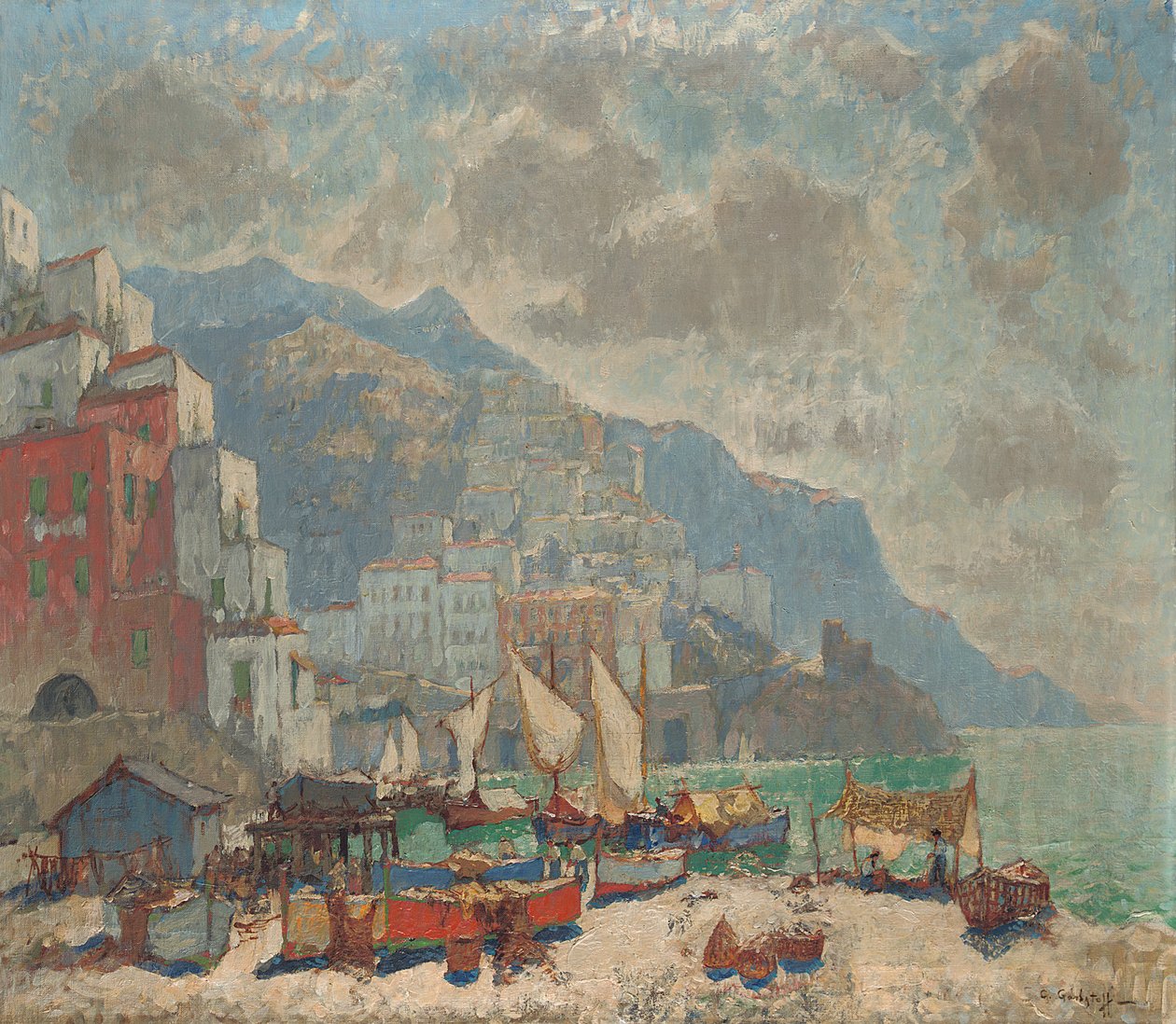 Blick auf Amalfi im Morgenlicht von Konstantin Ivanovich Gorbatov