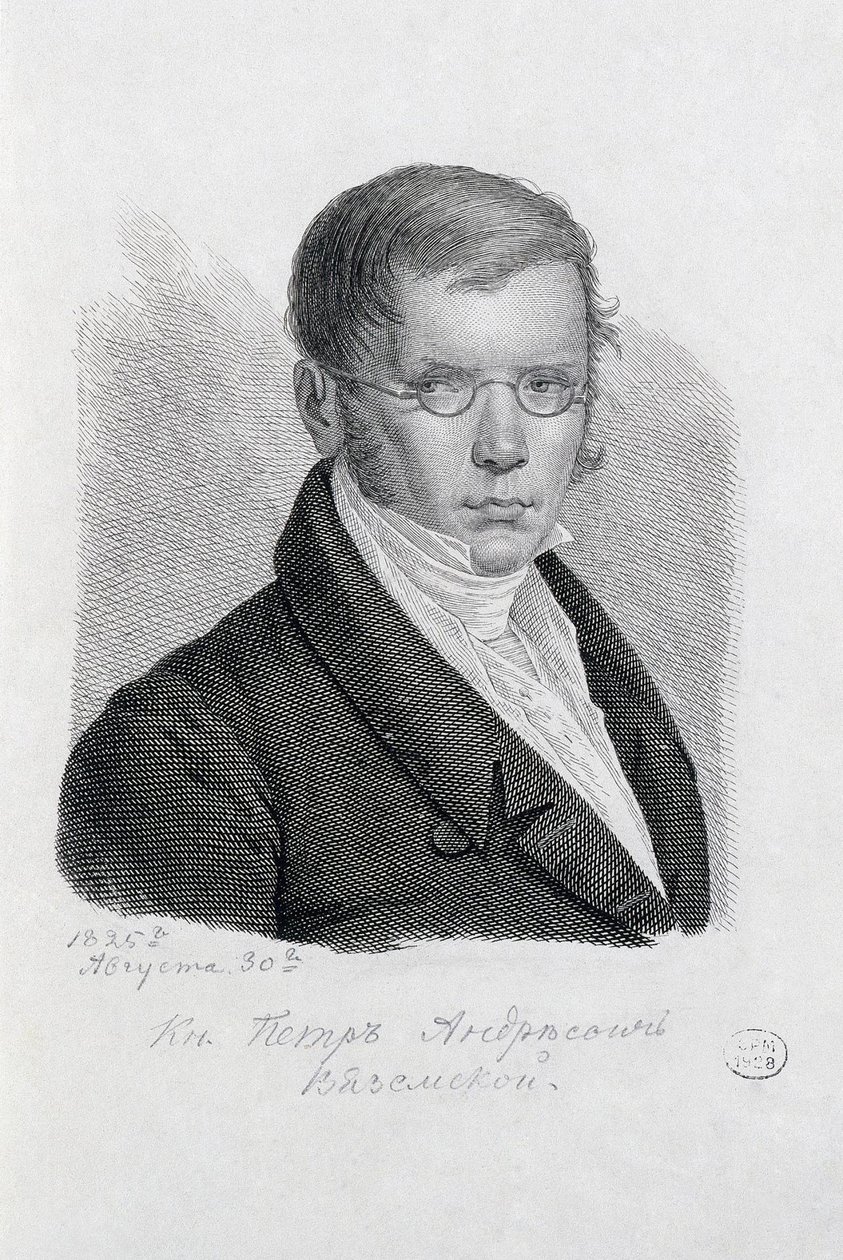 Porträt des Dichterprinzen Pyotr Andreyevich Vyazemsky 1792-1878 von Konstantin Yakovlevich Afanasyev