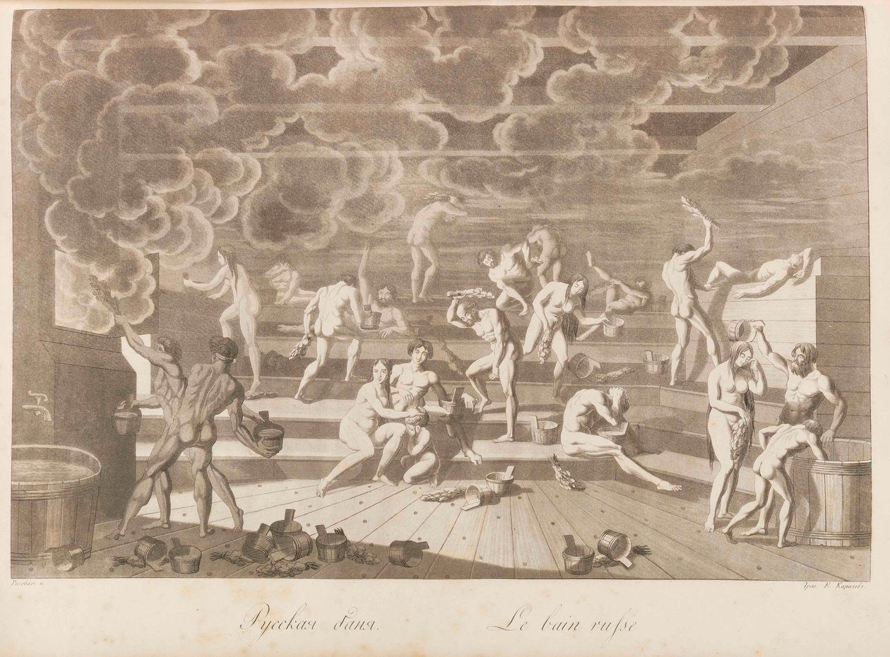 Ein russisches Badehaus. Les peuples de la Russie ou description des moeurs von Charles de..., 1811-1812 von Korneev