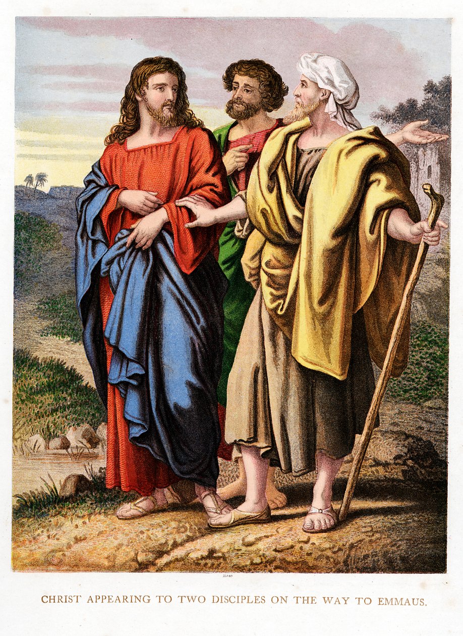 Christus erscheint den zwei Jüngern auf dem Weg nach Emmaus, um 1860 von Kronheim and Co