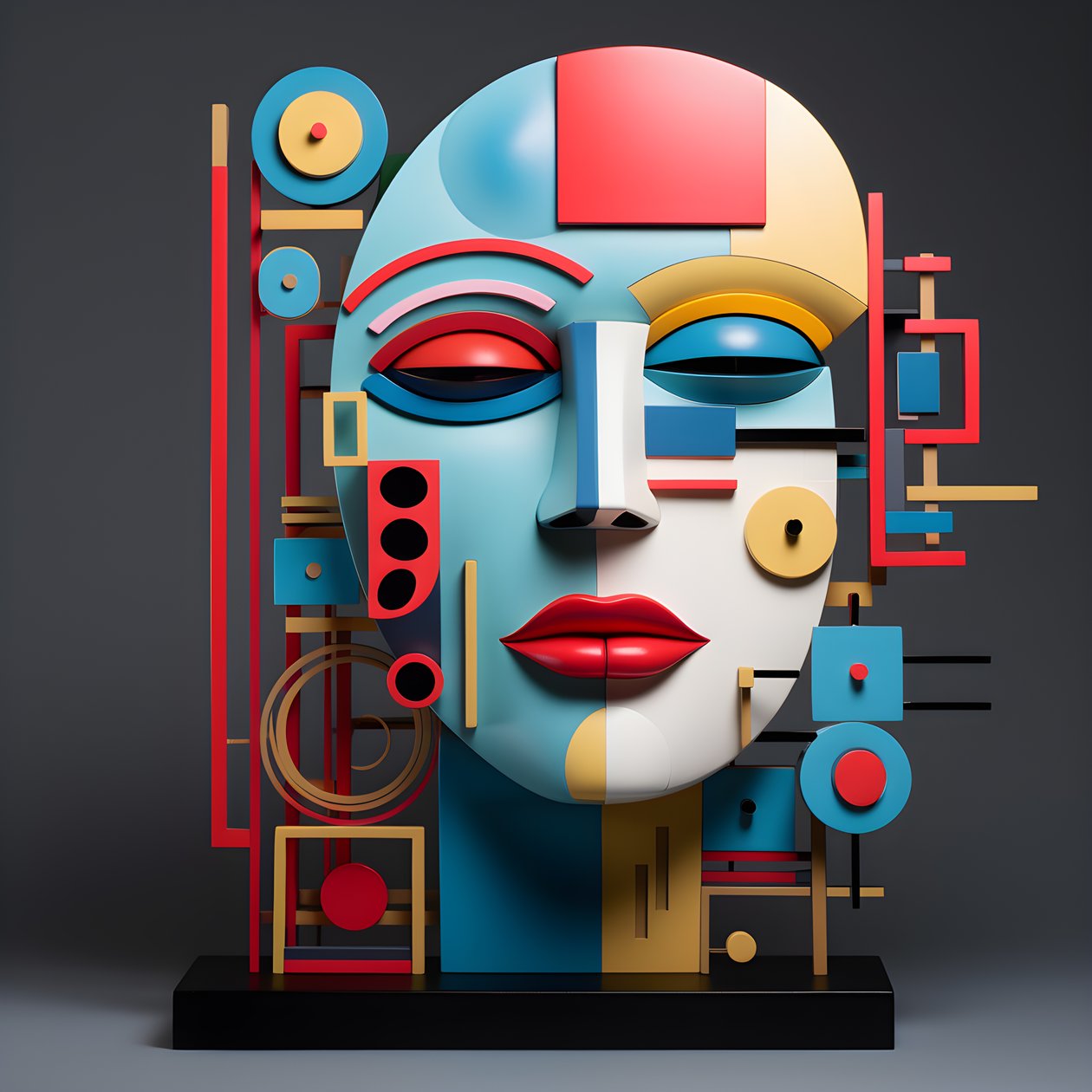 3D-Skulptur eines schönen menschlichen Gesichts von Kurt Heppke