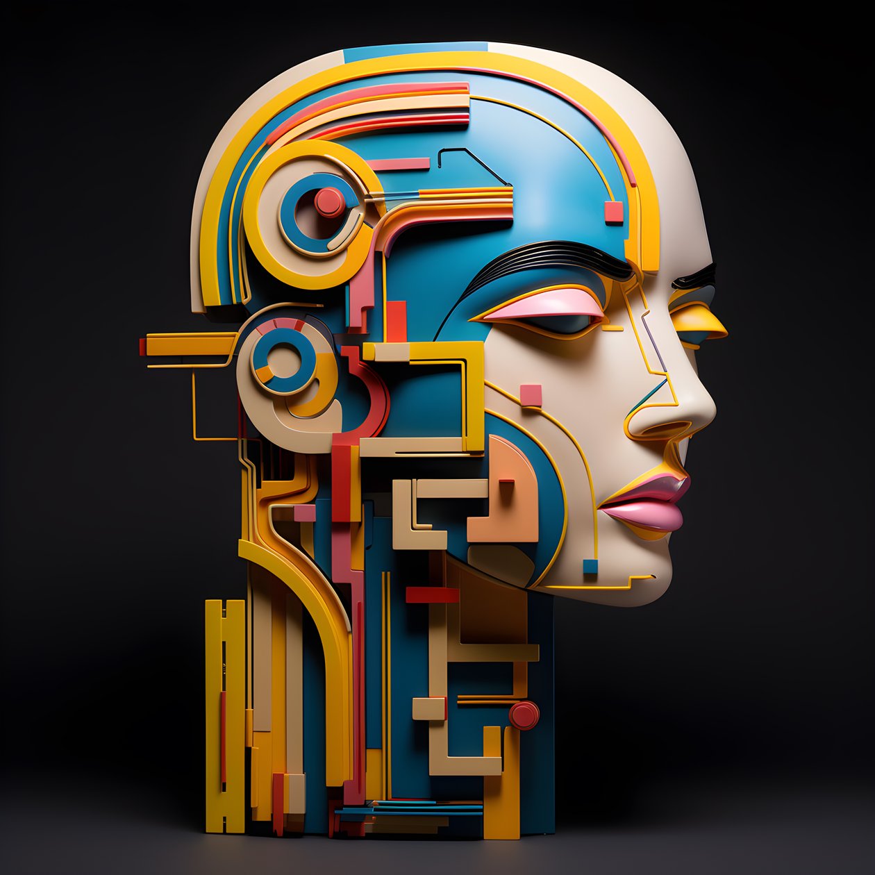 3D-Skulptur eines schönen menschlichen Gesichts von Kurt Heppke