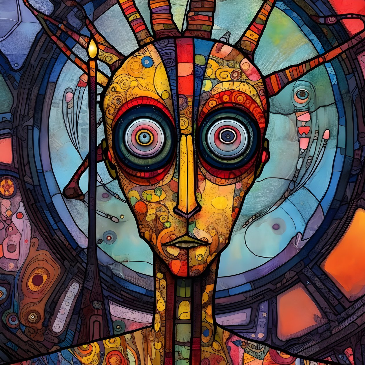 Karneval Cajun Sumpf Mutant Sci-Fi Droide, im künstlerischen Stil von Tim Burton und Beksinski 4 von Kurt Heppke