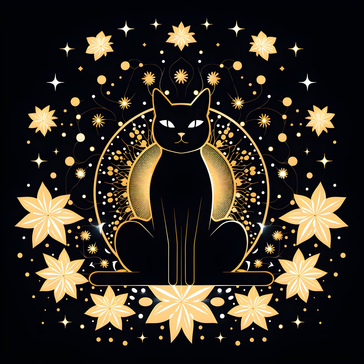 Katze in Meditation auf einer Lotusblume sitzend von Kurt Heppke