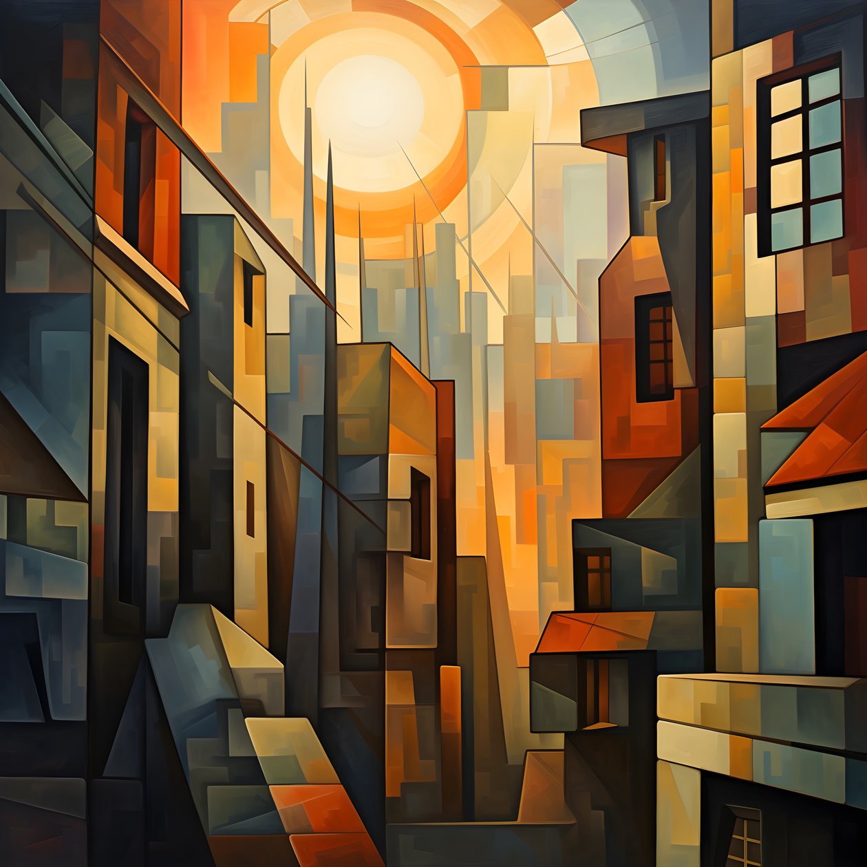 Kubistischer Stil der urbanen Landschaftsmalerei 3 von Kurt Heppke