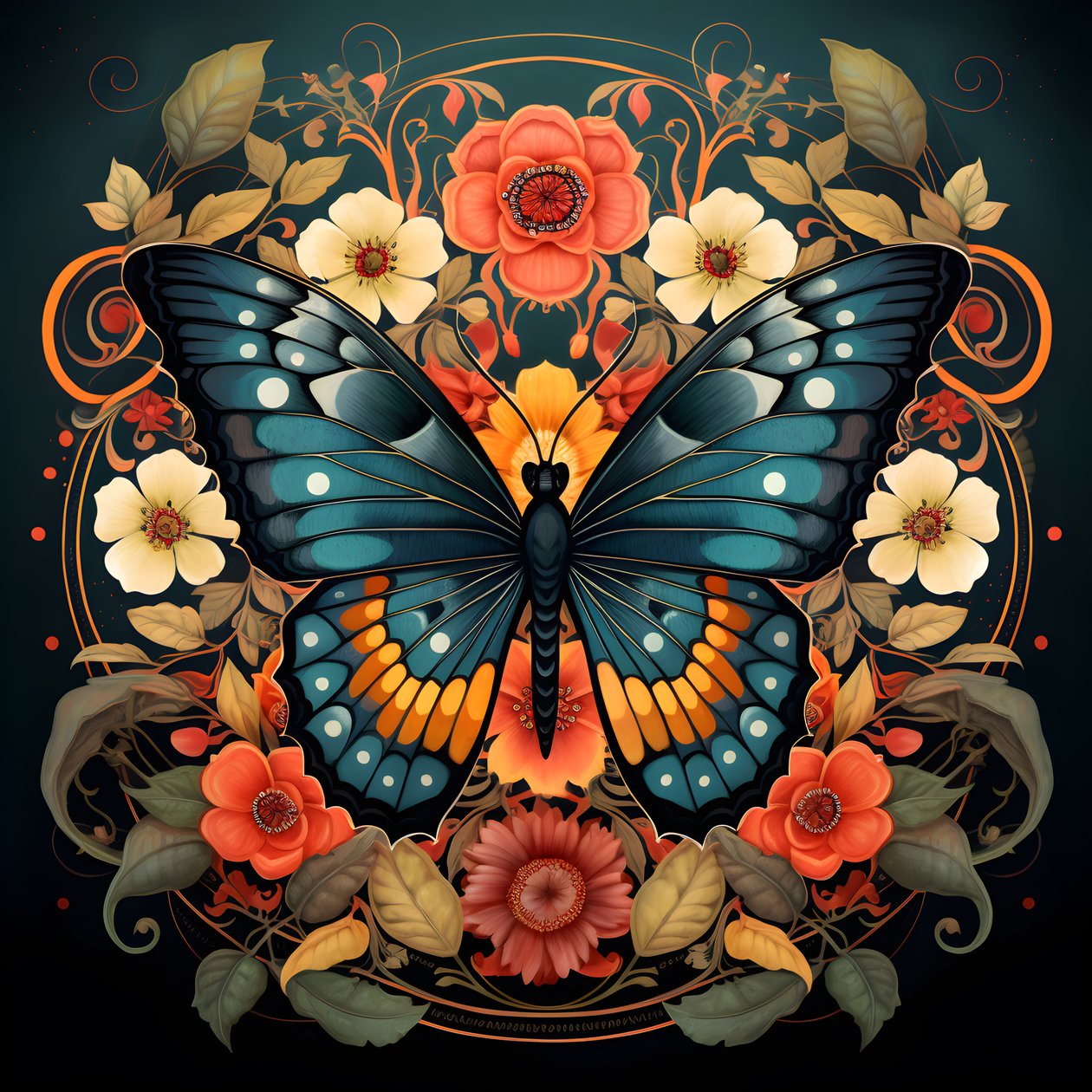 Schmetterling mit Blumen im Hintergrund von Kurt Heppke