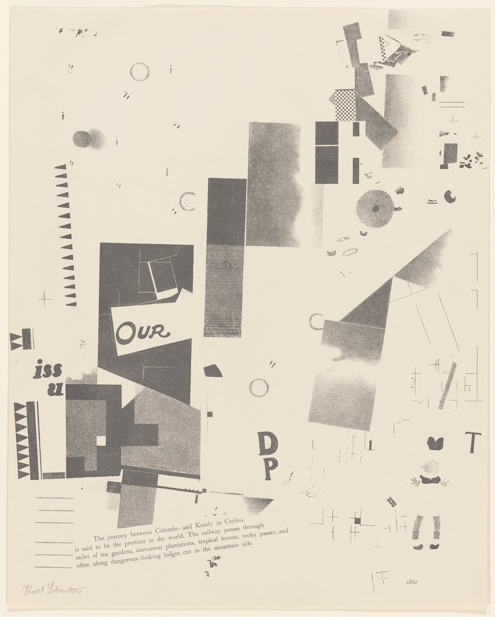 Ohne Titel, Nr. 6 von 6 aus dem Portfolio Merz 3. Kurt Schwitters 6 Lithos. Merz Mappe. Erste Mappe des Merzverlages von Kurt Schwitters