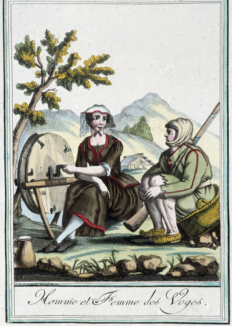Mann und Frau aus den Vogesen - in „Encyclopédie des voyages“ von J. Grasset St Sauveur, Deron, Paris von L.F. Labrousse