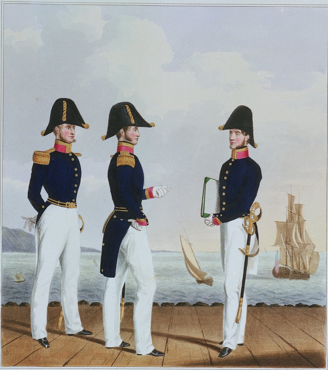 Kostüm der Royal Navy & Marines. Zahlmeister & Kapitänsschreiber von L. and Eschauzier St. Mansion