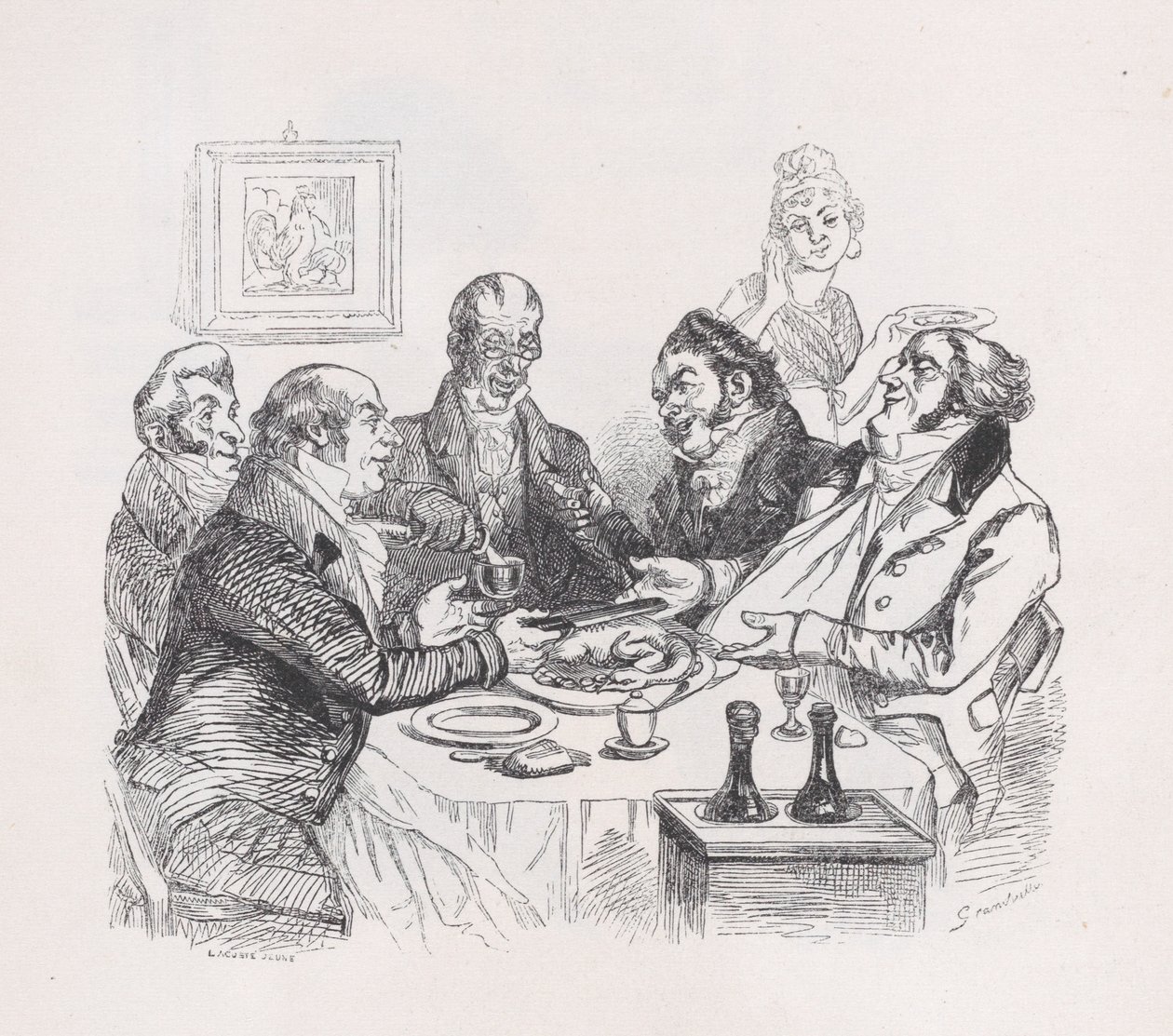 Lob des Huhns aus den Gesammelten Werken von Béranger, 1836 von Lacoste