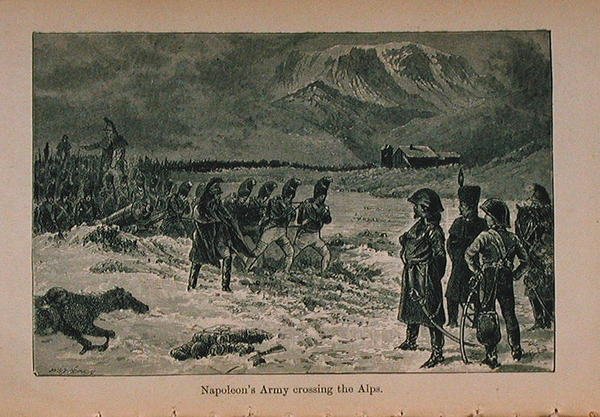 Napoleons Armee überquert die Alpen, Illustration aus Little Arthurs Geschichte Frankreichs: Von den frühesten Zeiten bis zum Fall des Zweiten Kaiserreichs, veröffentlicht 1899 von Lady M. Chalcott