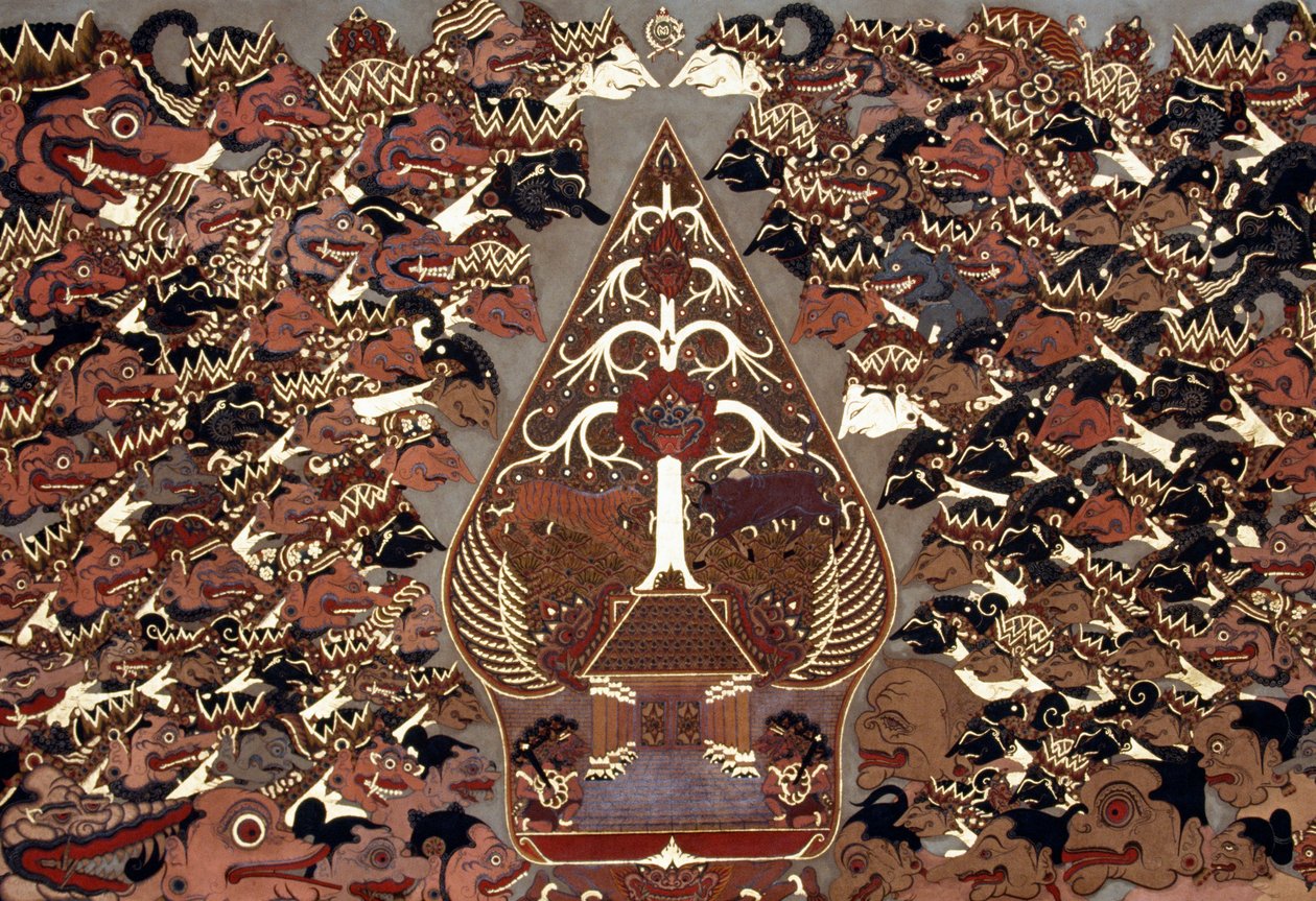 Malerei im Wayang-Beber-Stil, inspiriert vom Schattentheater (Wayang Kulit), Mangkunegaran-Palast, Surakarta, Java, Indonesien von Amadeo (after) Modigliani