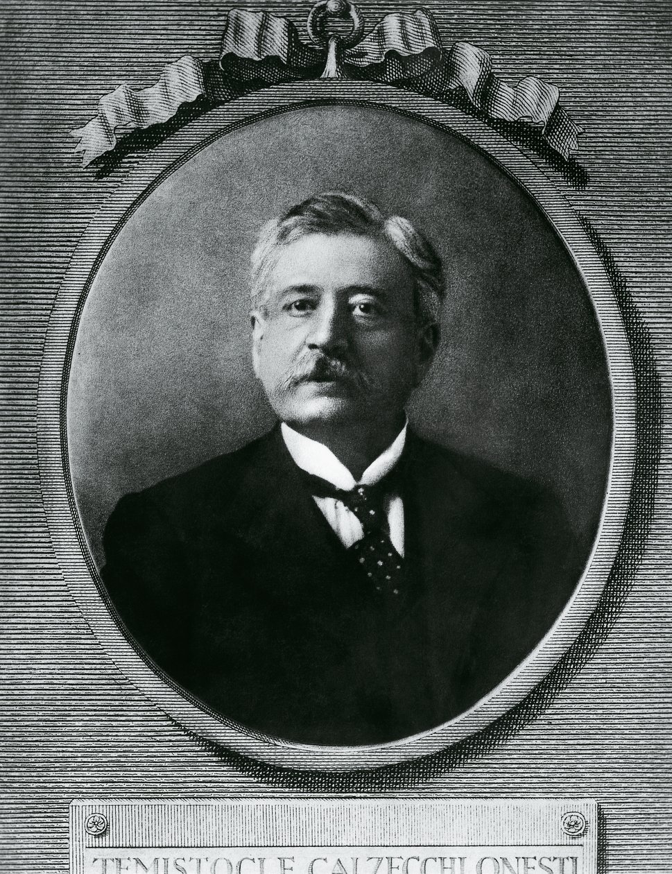 Porträt von Temistocle Calzecchi Onesti (1853-1922), italienischer Physiker und Erfinder, Radierung nach Fotografie von Amadeo (after) Modigliani