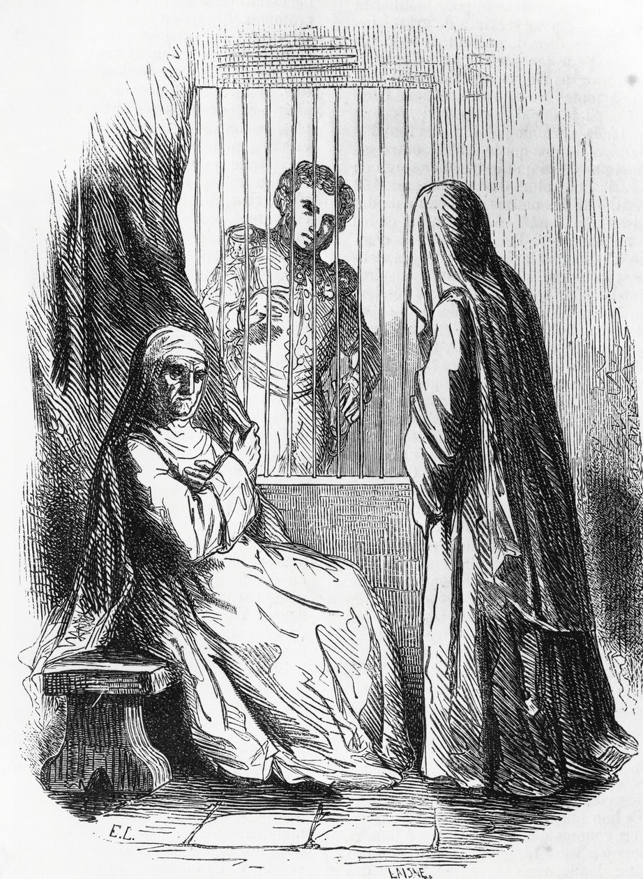 Illustration für Herzogin von Langeais, Roman von Honoré de Balzac (1799-1850) aus der mehrbändigen Sammlung mit dem Titel Menschliche Komödie, Gravur von Laisne von Laisne Laisne