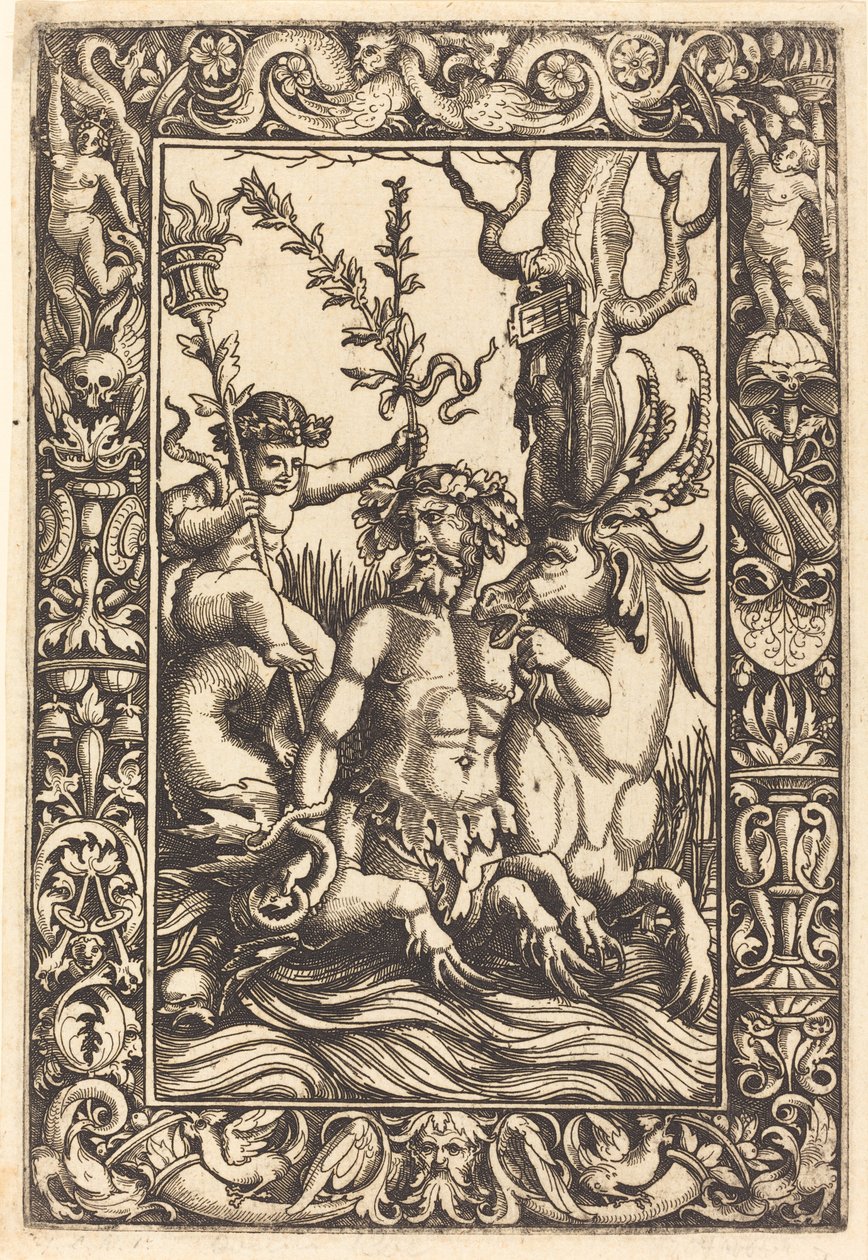 Mythologisches Meeresmotiv von Lambert Hopfer after Nicoletto da Modena
