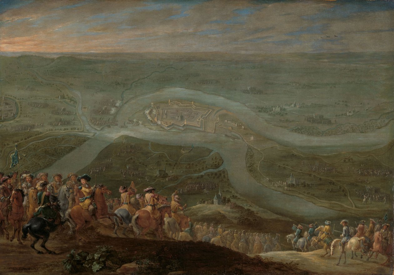 König Ludwig XIV. und sein Gefolge bei der Belagerung von Schenkenschans von Lambert de II Hondt
